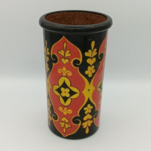 Vintage Khokhloma Russian Wooden Lacquer Hand Painted Vase